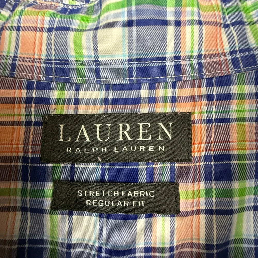 Lauren Ralph Lauren Plaid Stretch Fabric Regular Fit Long Sleeve Button Down 2XL